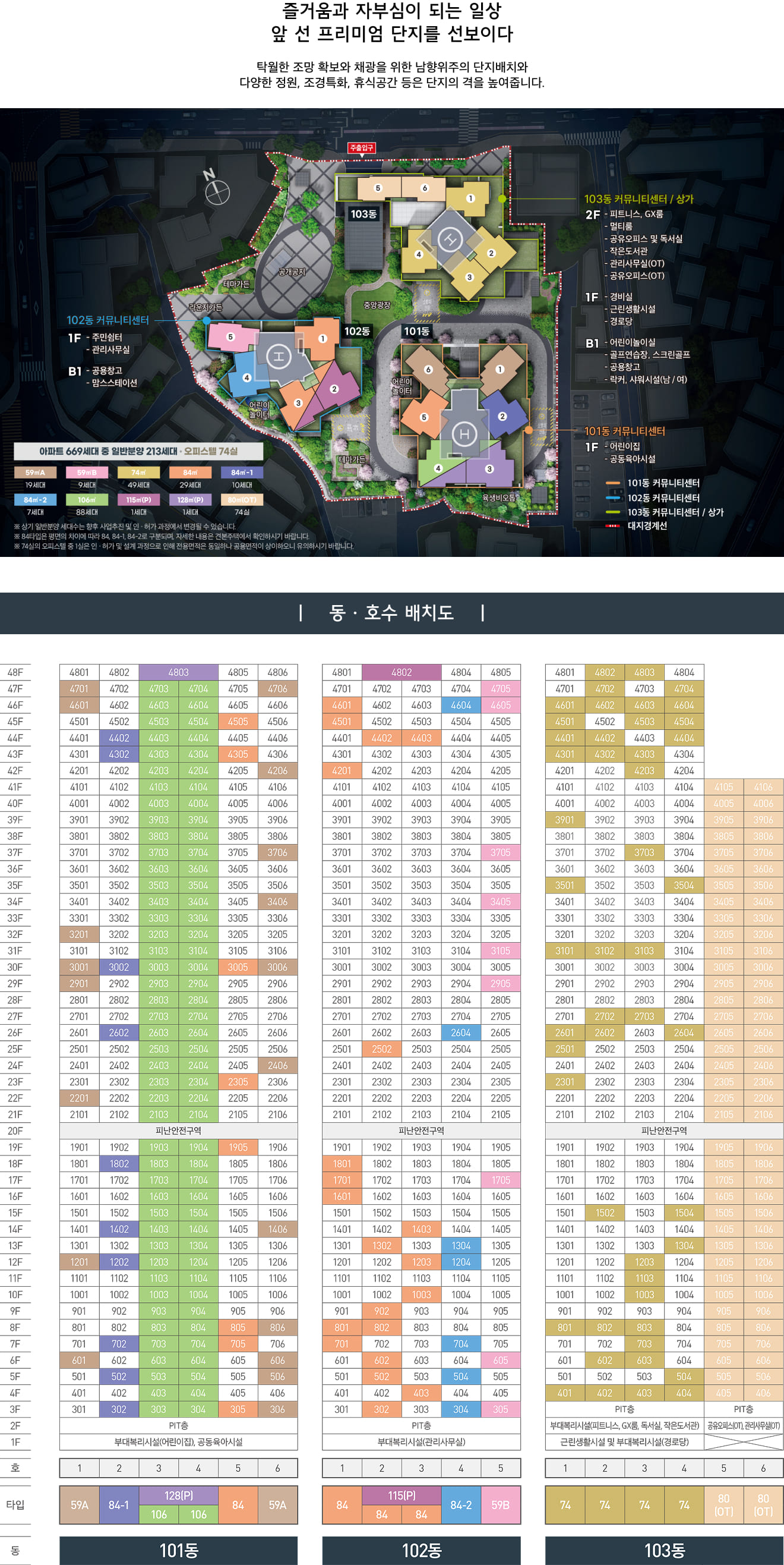 금정산 하늘채 루미엘 단지배치도